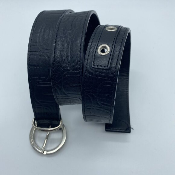 Express Black Genuine Leather Embossed Belt Women's Size M - Picture 3 of 13